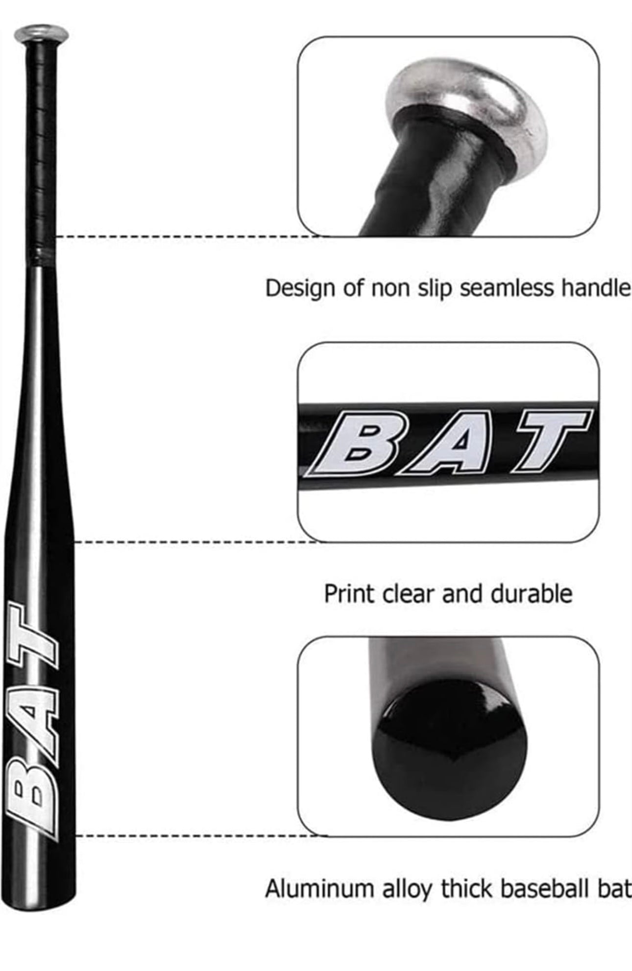 Aluminium Alloy Baseball Bat Black 28 Inches